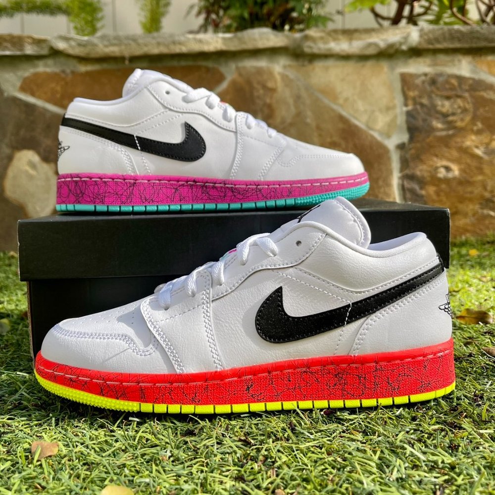 Nike air Jordan 1 low white multicolor shoes - Picture 2 of 4